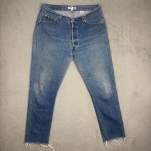 Re/Done By Levi's Reconstructed Jeans Womens 28 Blue Denim Button Fly Raw Hem